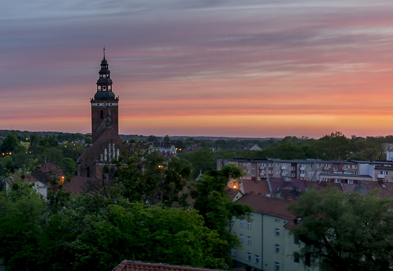 Panorama Lidzbarka Warmińskiego zachód słońca
